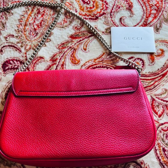 Gucci Soho Pebbled Calfskin Medium Flap Leather Shoulder Bag - Picture 5 of 6